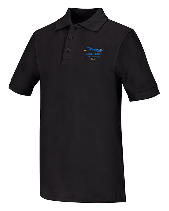 Black Unisex Short Sleeve Pique Polo