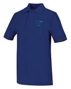 Blue Unisex Short Sleeve Pique Polo