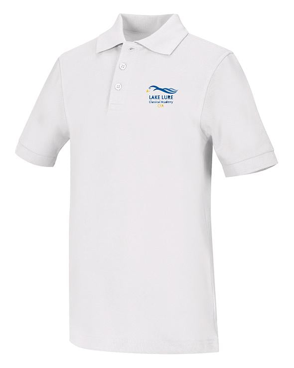 White Unisex Short Sleeve Pique Polo